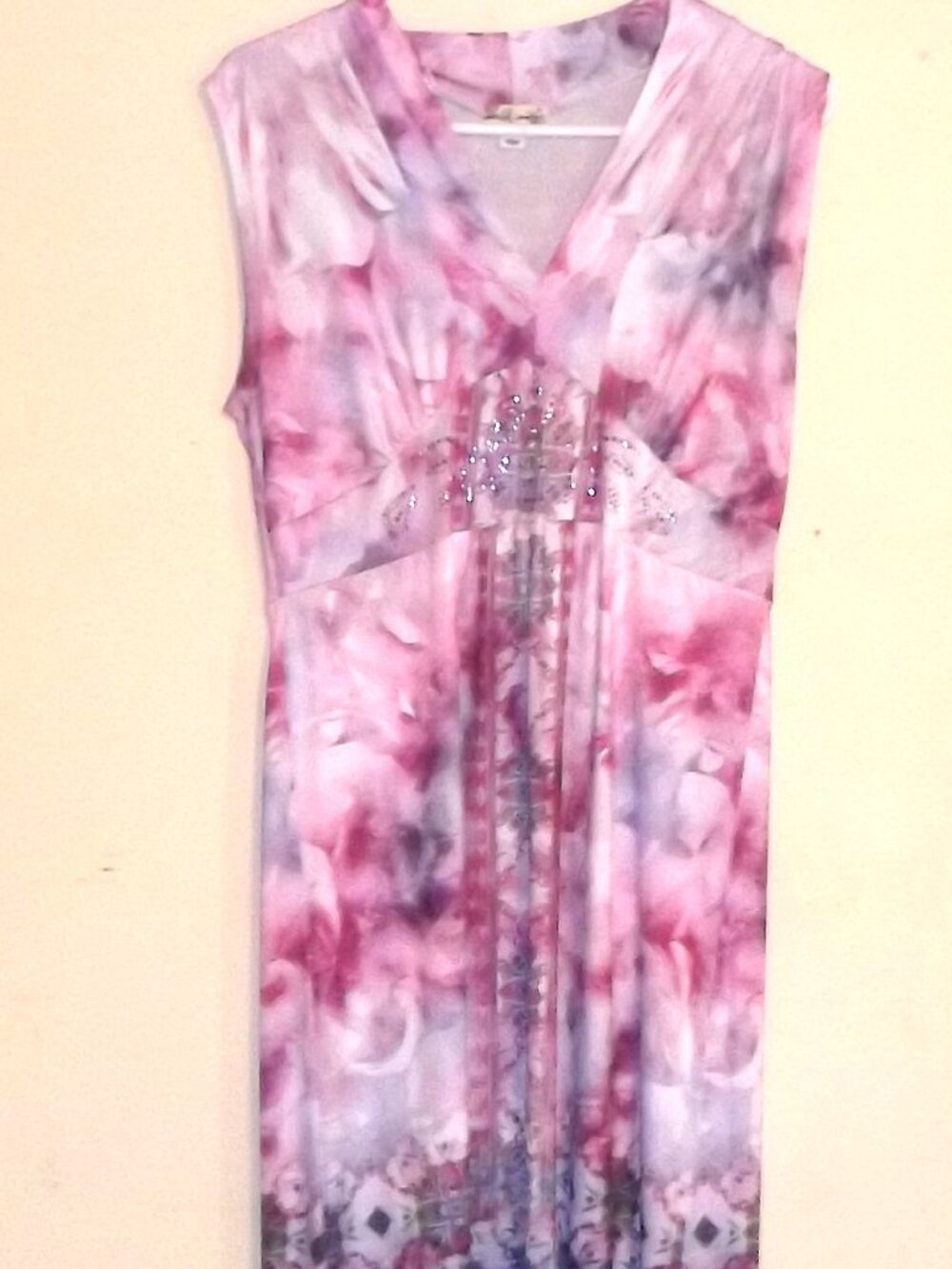 World Unity Dress Medium Stretchy Pink Rhinestones